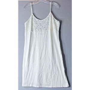 VALERIE STEVENS Mini Slip‎ Dress Large L Ivory Lace Dainty Fairycore Stretchy